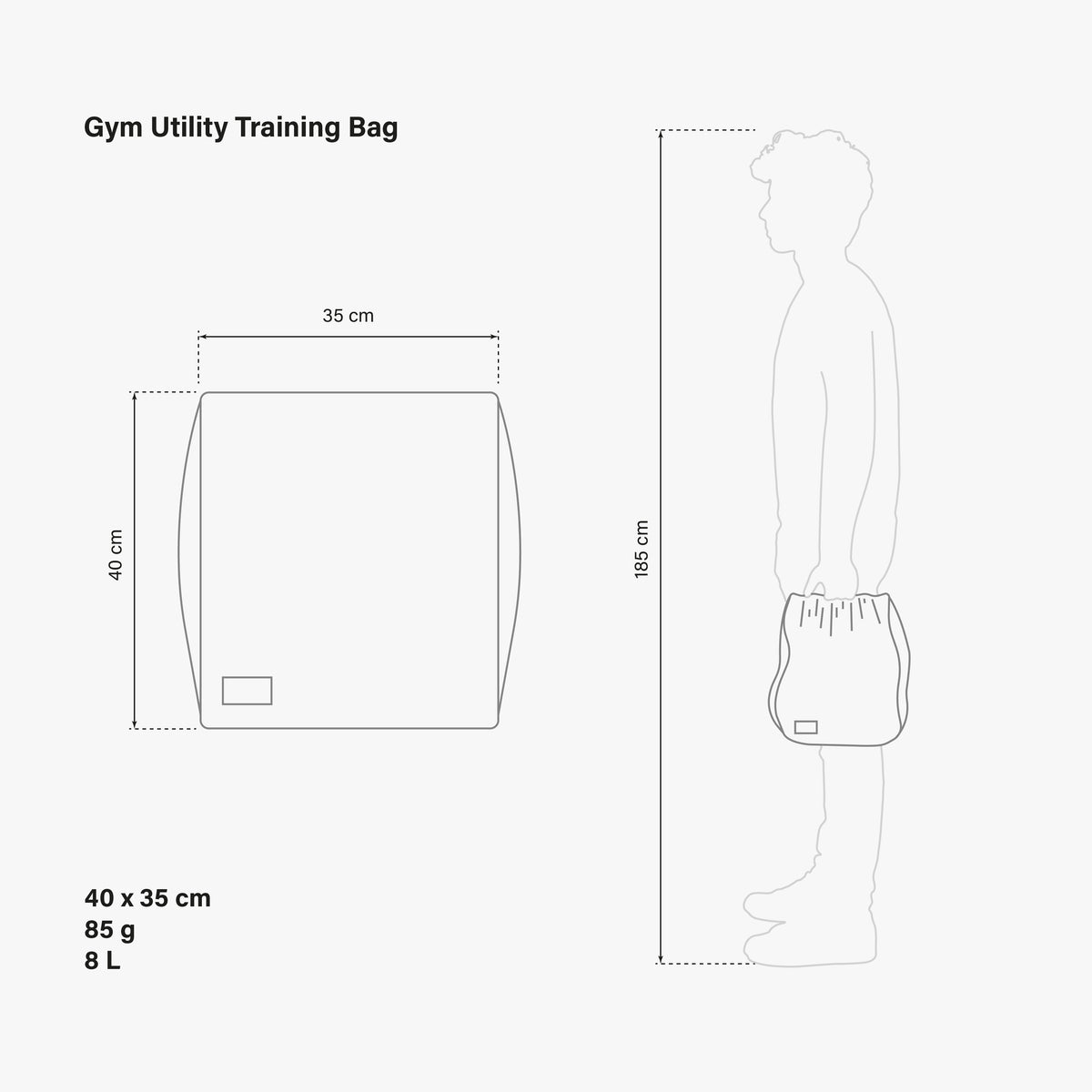 Gym Bag S Logo Black dimensions