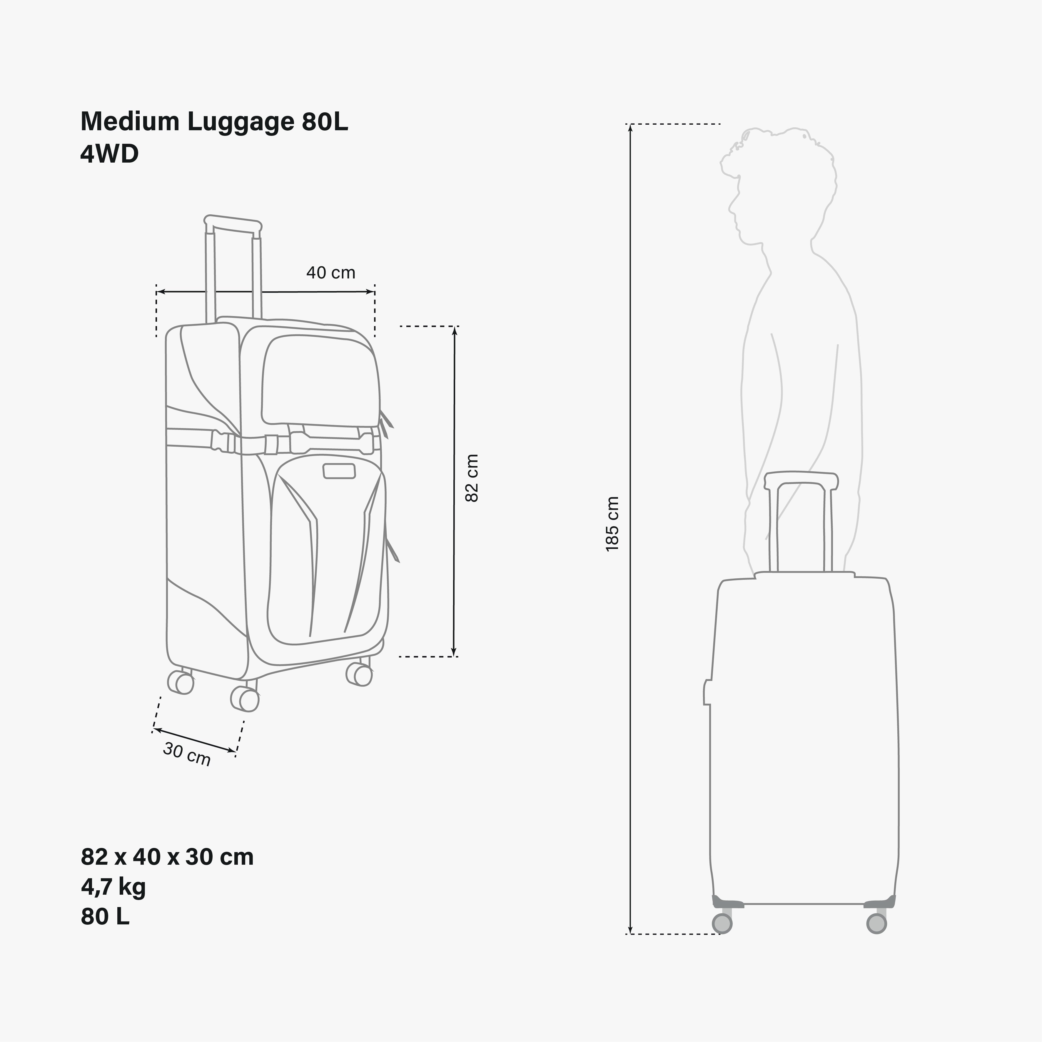 Trolley 80L 4WD Dimensions