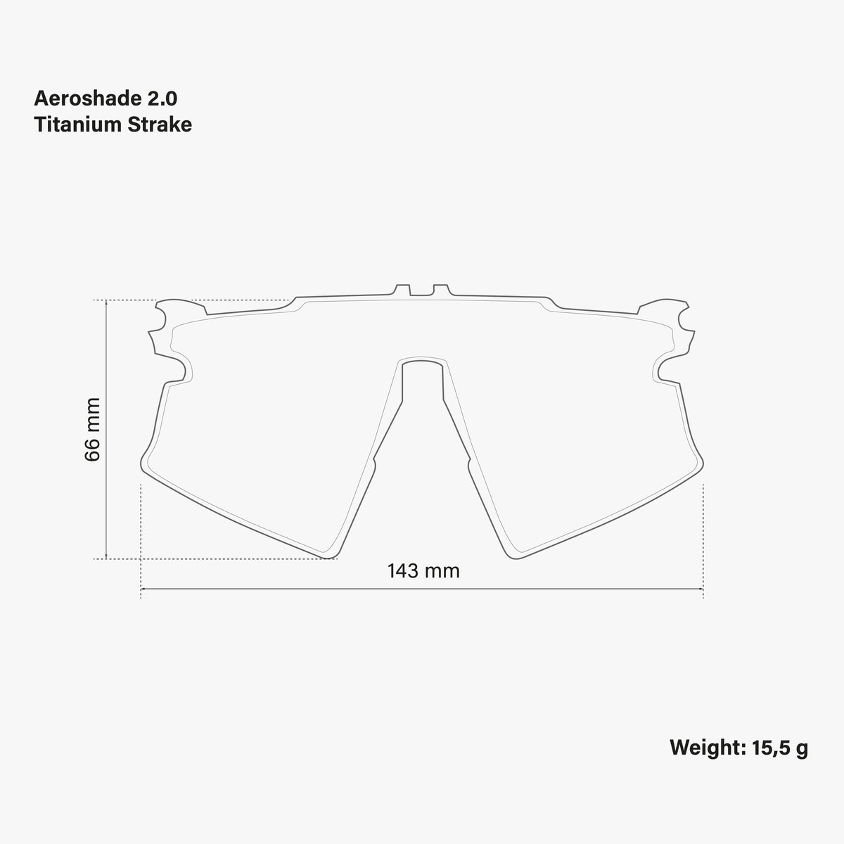 Aeroshade 2.0 Titanium Strake Pink Spare Lens dimensions